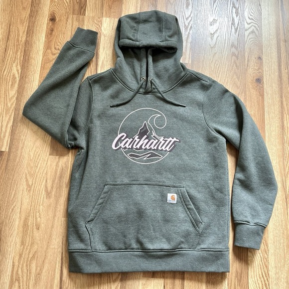 Carhartt Gray Hoodie with Pink Logo - Picture 3 of 7